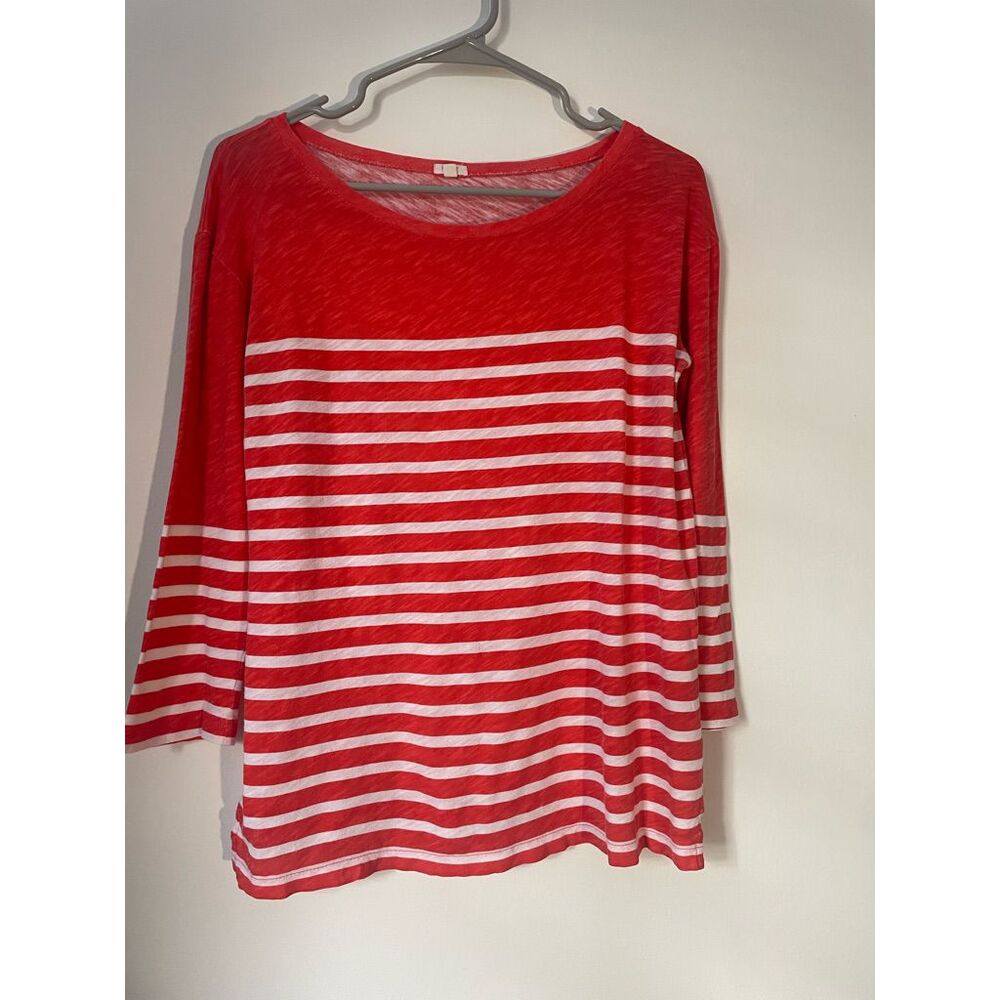 J. Crew Womens XS Orange and White 3/4 Sleeve